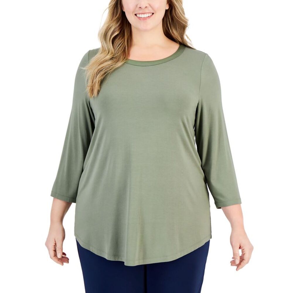 Plus Size Satin-Trim Top